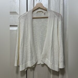 Soft Surroundings Size 1X Ivory Lightweight 3/4Sleeve Open Front Short Cardigan